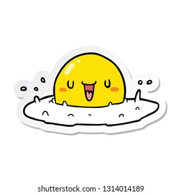 sticker of a cartoon fried egg