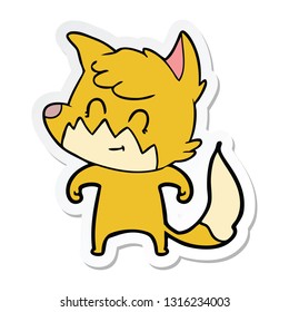 sticker of a cartoon friendly fox
