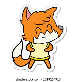 pegatina de un zorro amigable con dibujos animados