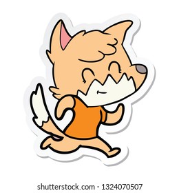 sticker of a cartoon friendly fox