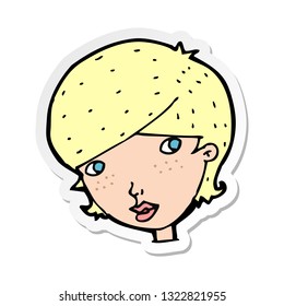 sticker of a cartoon friendly woman