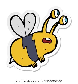 sticker of a cartoon frightened bee