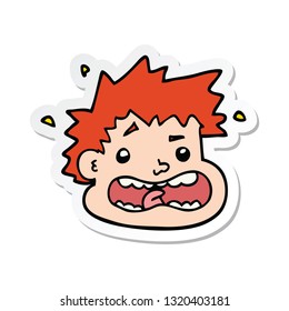 sticker of a cartoon frightened face
