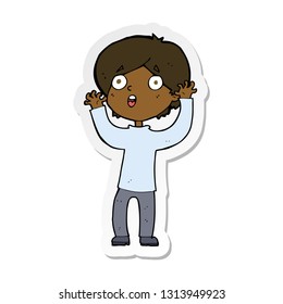 sticker of a cartoon frightened man