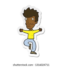 sticker of a cartoon frightened man