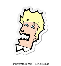 sticker of a cartoon frightened man