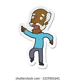 sticker of a cartoon frightened old man