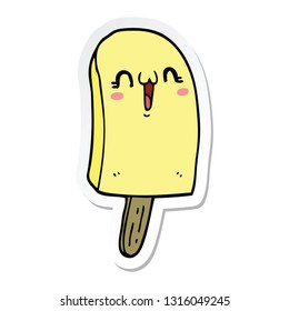 sticker of a cartoon frozen ice lolly