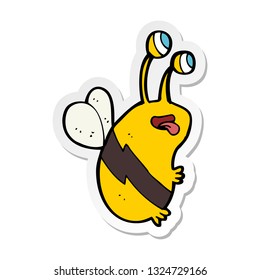 sticker of a cartoon funny bee