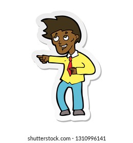sticker of a cartoon funny office man pointing