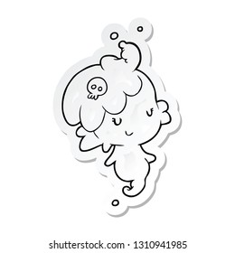 pegatina de un fantasma de dibujos animados