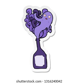sticker of a cartoon ghost in bottle
