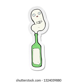 sticker of a cartoon ghost in bottle