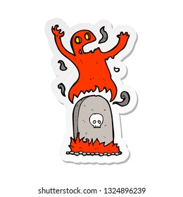 pegatina de un fantasma de la caricatura saliendo de la tumba