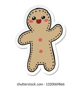 sticker of a cartoon gingerbread man