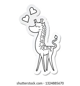 sticker of a cartoon giraffe with love heart