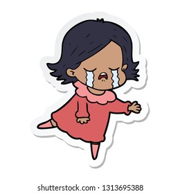 sticker of a cartoon girl crying