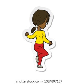 sticker of a cartoon girl dancing