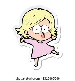 sticker of a cartoon girl pouting