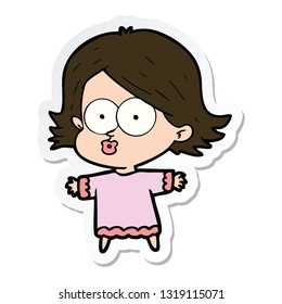 sticker of a cartoon girl pouting