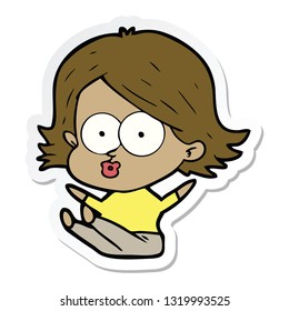 sticker of a cartoon girl pouting