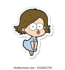 sticker of a cartoon girl pouting