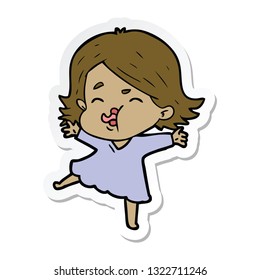 sticker of a cartoon girl pulling face