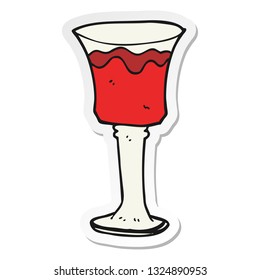 sticker of a cartoon goblet of wine