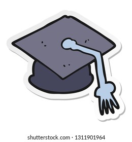 pegatina de un gorro de graduación de dibujos animados