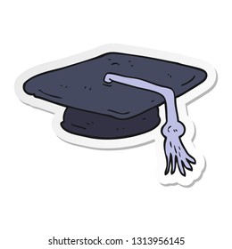 sticker of a cartoon graduation cap