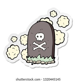 sticker of a cartoon grave