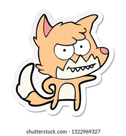 sticker of a cartoon grinning fox