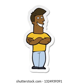 sticker of a cartoon grinning man