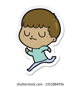 pegatina de un niño gruñón de caricatura