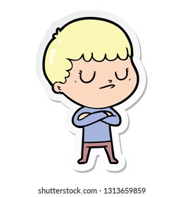sticker of a cartoon grumpy boy