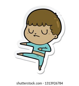 sticker of a cartoon grumpy boy