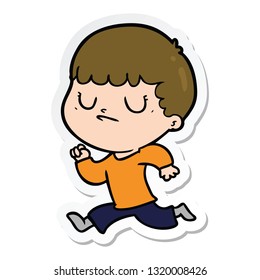 pegatina de un niño gruñón de caricatura