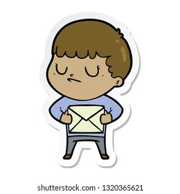 sticker of a cartoon grumpy boy
