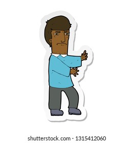 sticker of a cartoon grumpy man