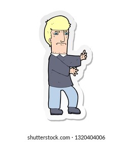 pegatina de un hombre gruñón de caricatura