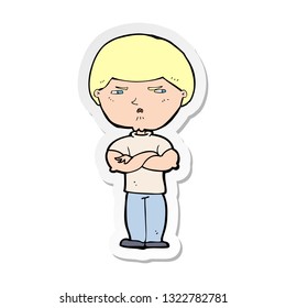 pegatina de un hombre gruñón de caricatura