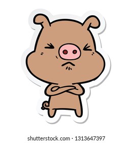 pegatina de un cerdo gruñón de dibujos animados