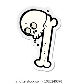 sticker of a cartoon halloween bone number
