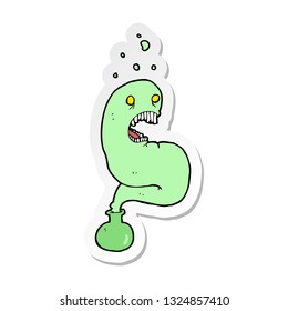 sticker of a cartoon halloween ghost in bottle