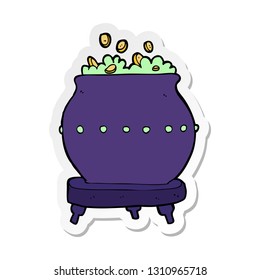 sticker of a cartoon halloween pot