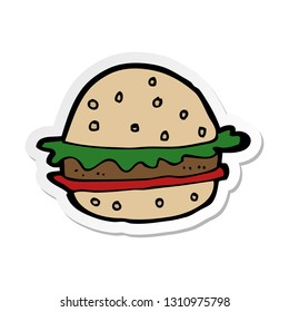 pegatina de una hamburguesa de dibujos animados