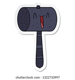 sticker of a cartoon hammer