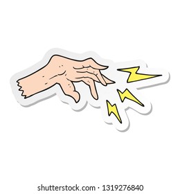 sticker of a cartoon hand casting spell