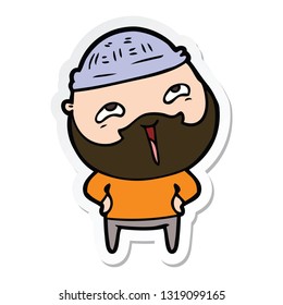 sticker of a cartoon happy bearded man