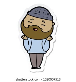 sticker of a cartoon happy bearded man